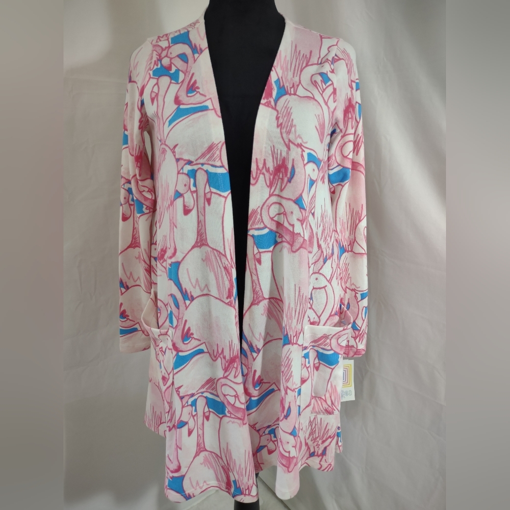LULAROE NWT Caroline Women's Pink Flamingo Cardigan Size Small